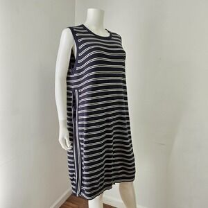 MerSea Anywhere Tunic L/XL Dress Open Sides Navy Blue Stripe Sweater Knit Resort